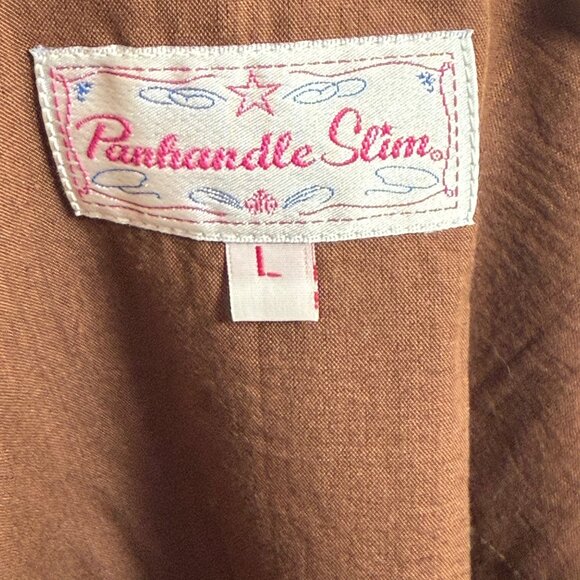 Panhandle Slim Embroidered Shirt Womens Large Brown Floral Long Sleeve Cotton - Picture 3 of 8